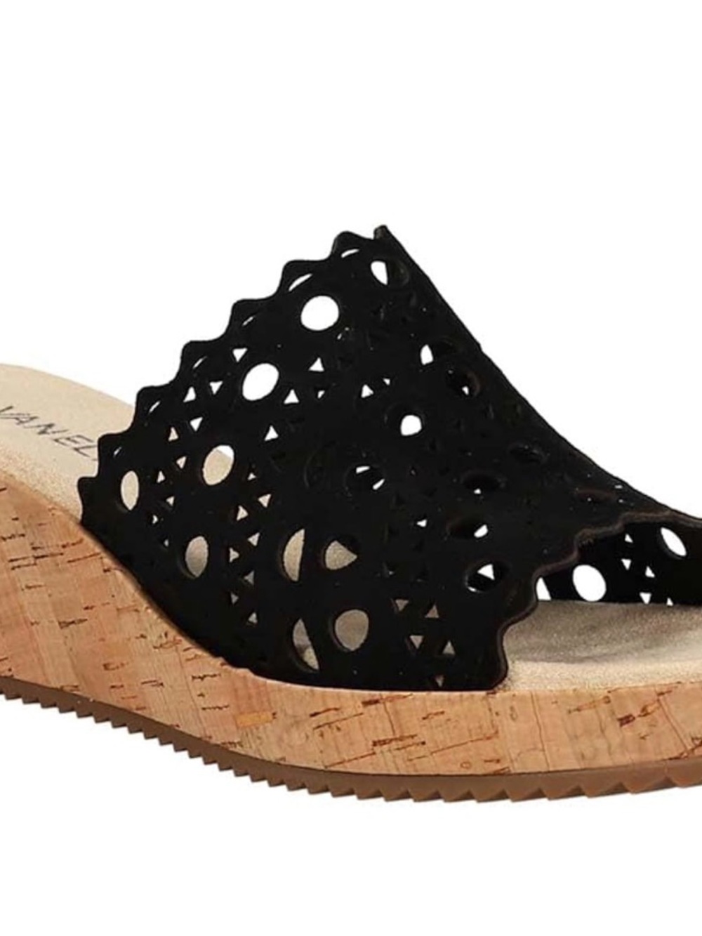 Vaneli Camme Black  wedge sandal Cork Heel Size 6.5